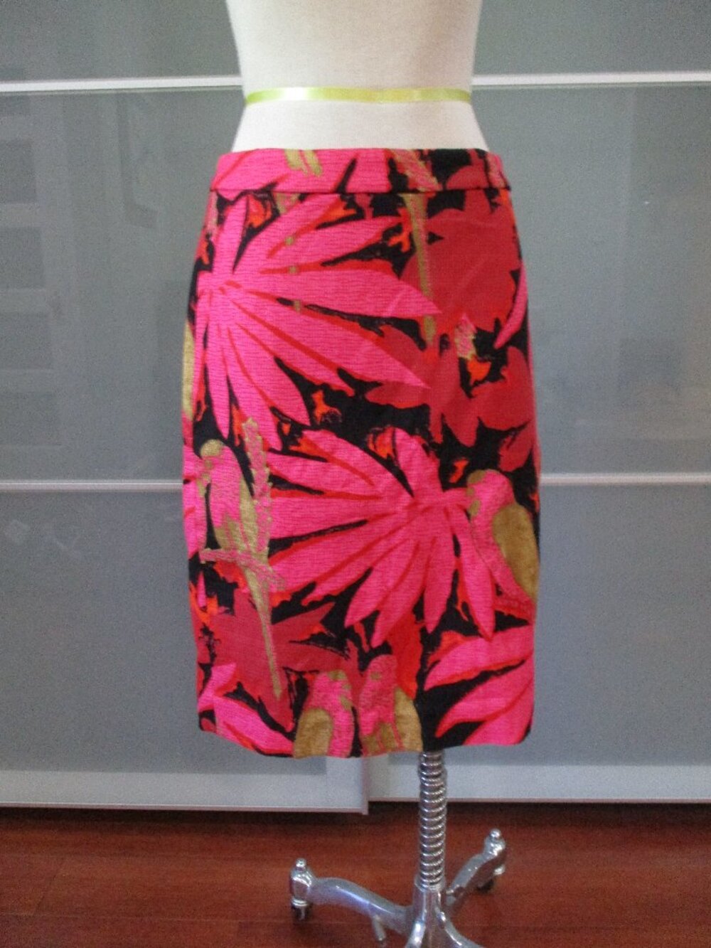 J. Crew Black Label No. 2 Pencil Skirt Leaf Print